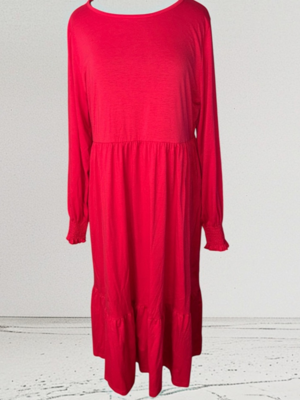 UVN Red Tiered Maxi Dress,P2P:20.5-22”,L:48” NWT